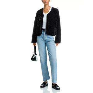 Rails Kiko Quilted Velvet Jacket Black‎ Diamond Button Front V-Neck Pockets NWOT